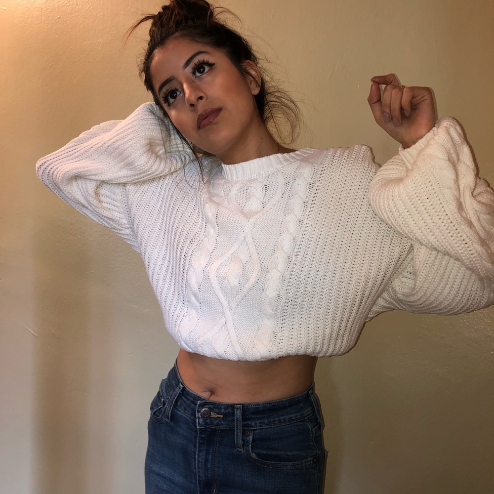 Warm Cute White Pullover Oversized Sweater